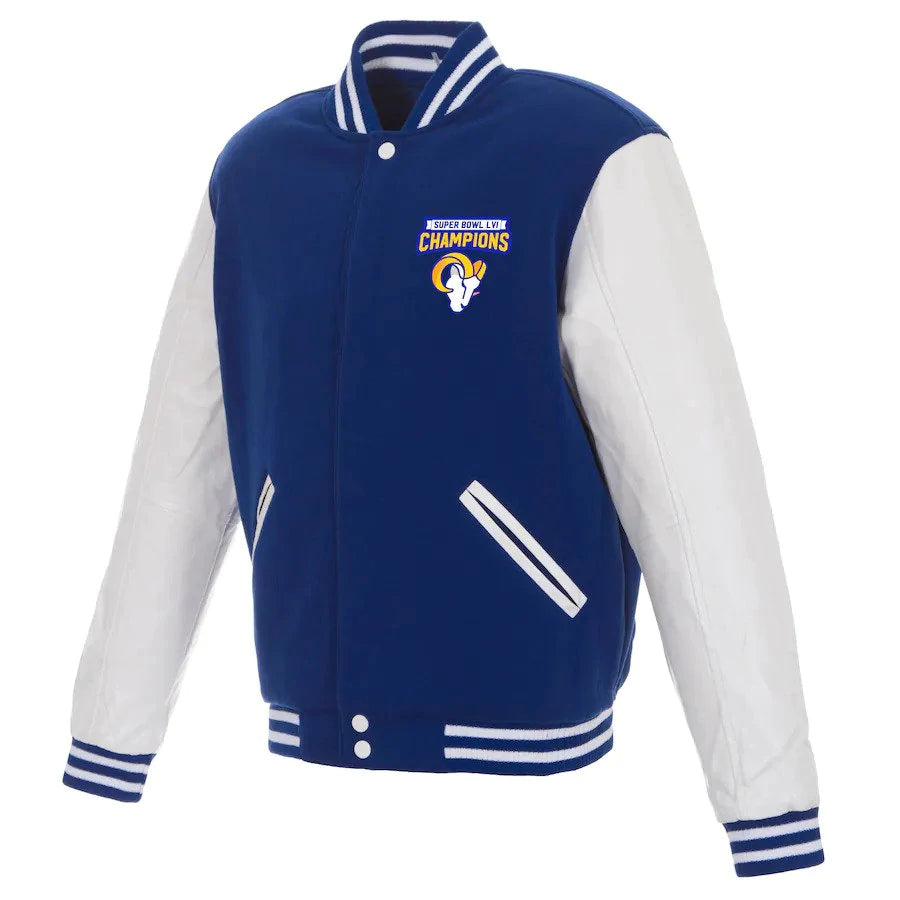 Los Angeles Rams Super Bowl LVI Champions Reversible Two-Tone Full-Snap Jacket - Royal/White