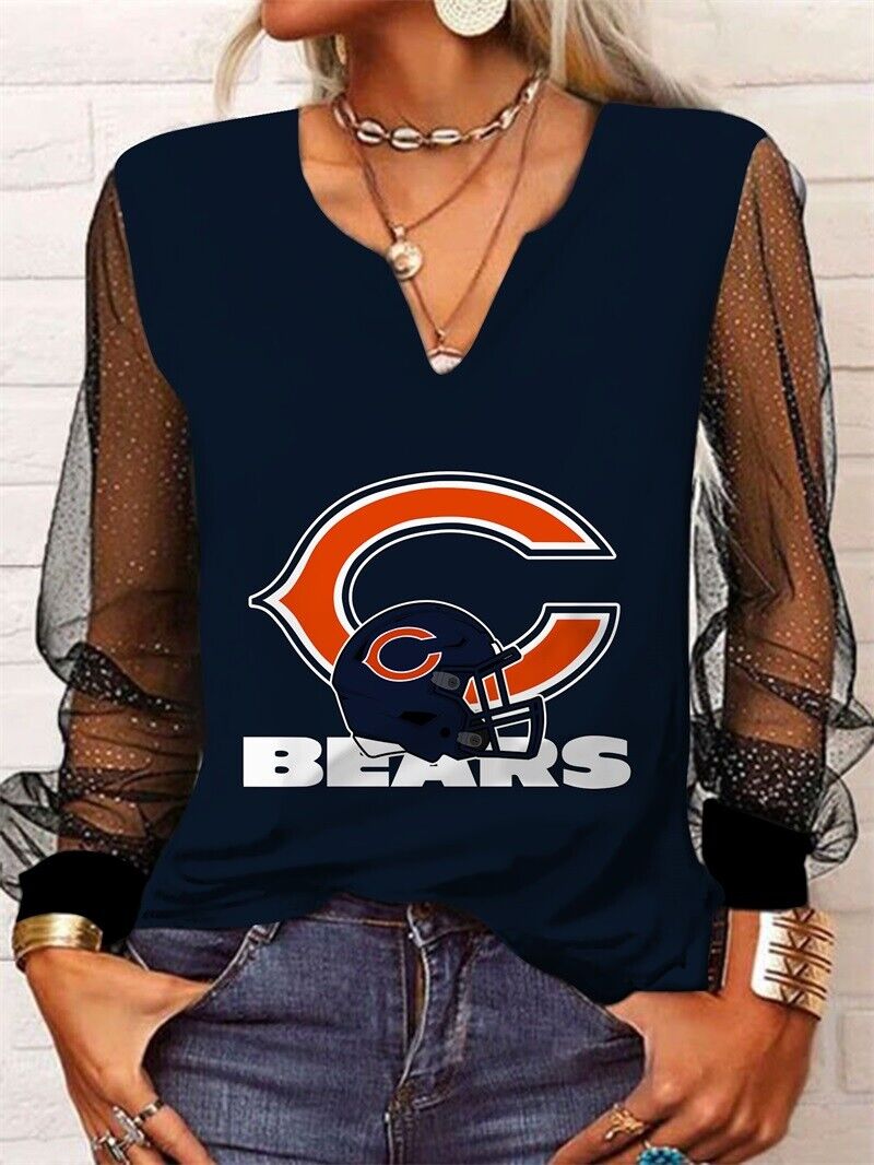Chicago Bears Long Sleeve V-neck Lace Shirt