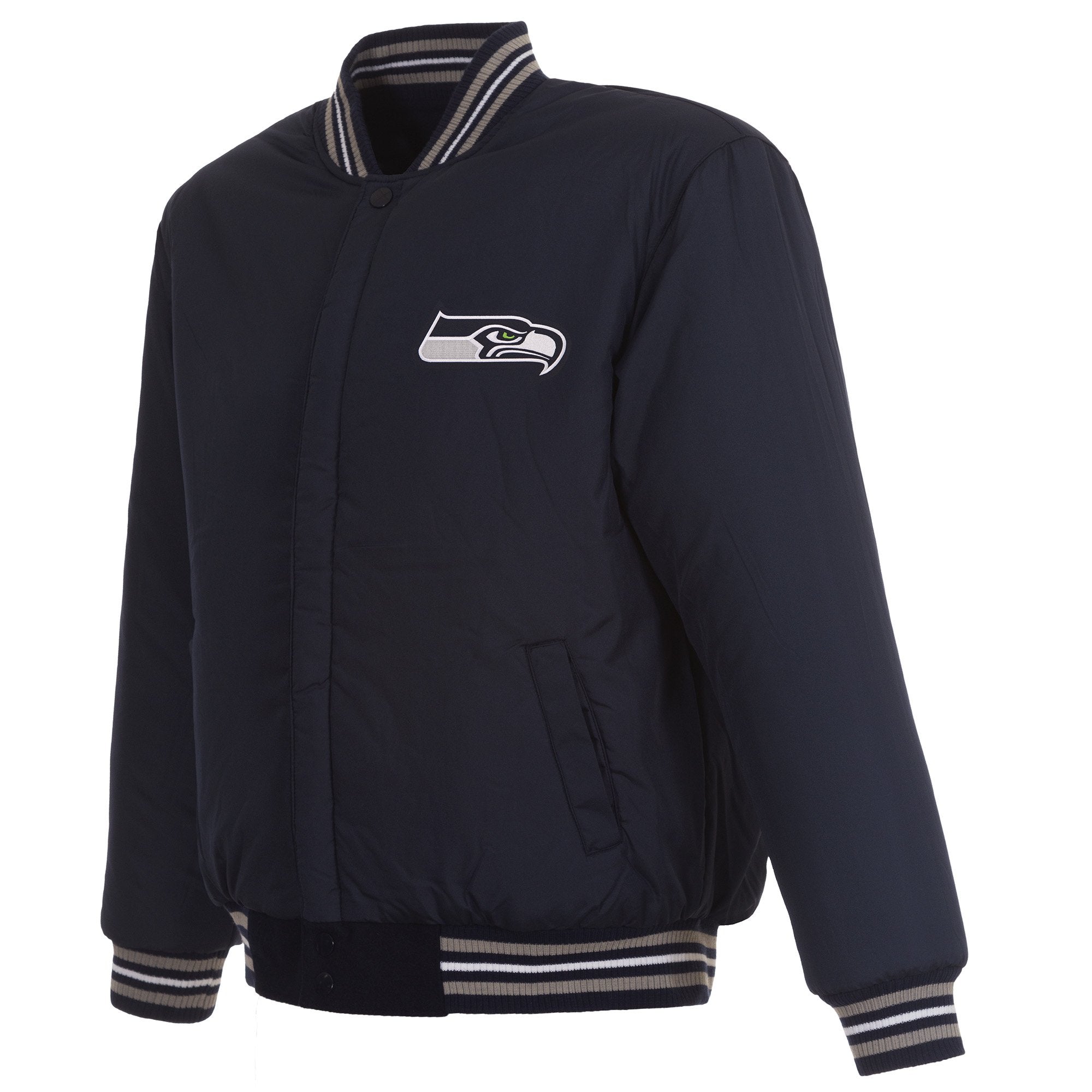 SEATTLE SEAHAWKS REVERSIBLE WOOL JACKET - NAVY