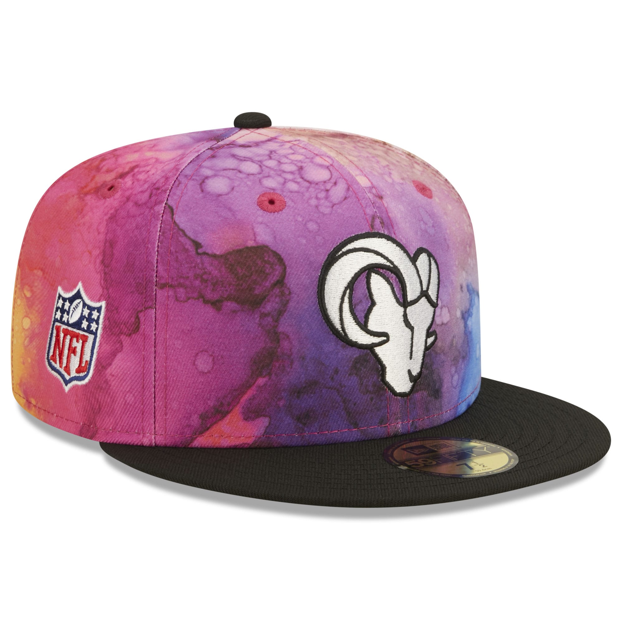 Los Angeles Rams Men's Pink/Black 2022 Crucial Catch 59FIFTY Fitted Hat