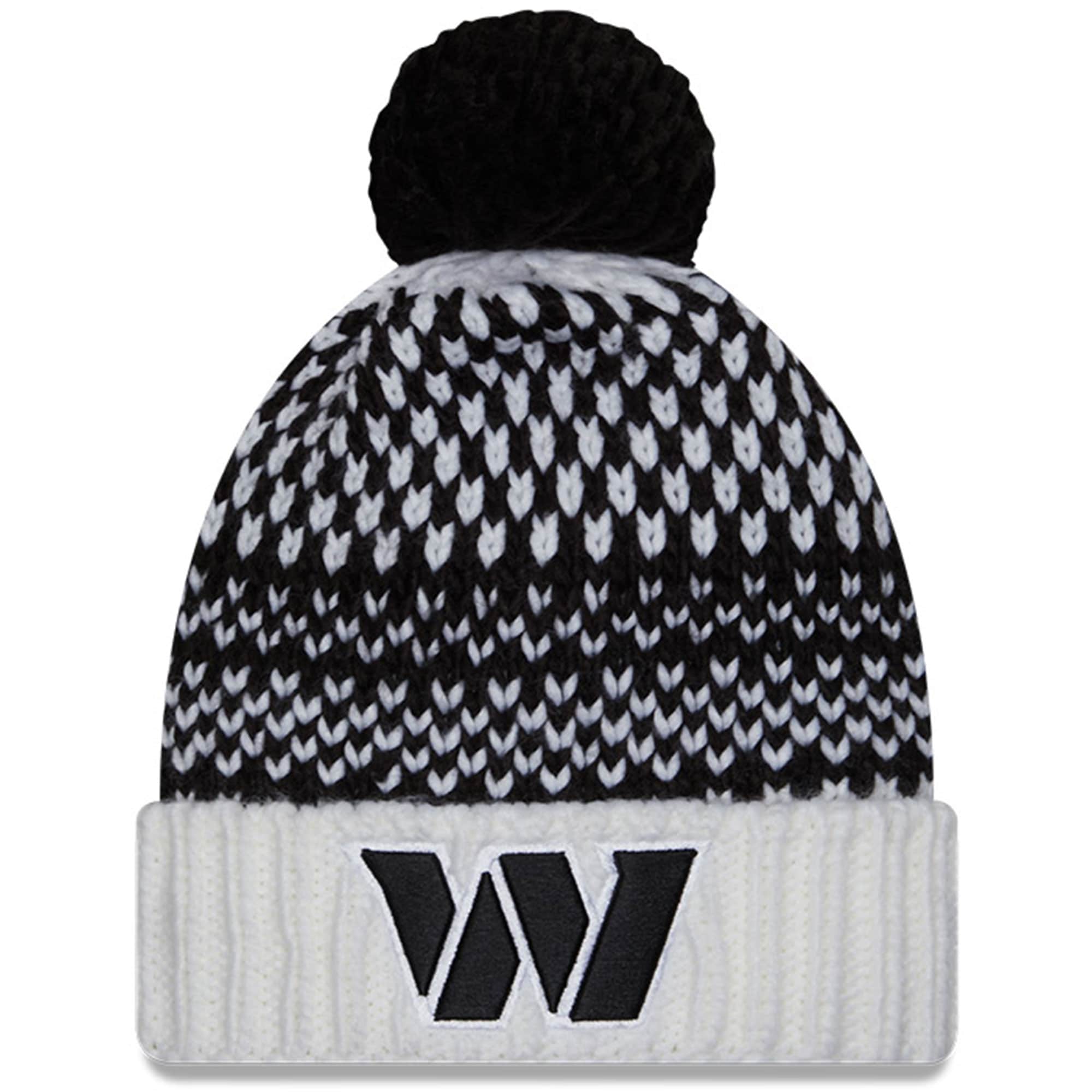 Washington Commanders Women's Black/White 2023 Crucial Catch Cuffed Pom Knit Hat