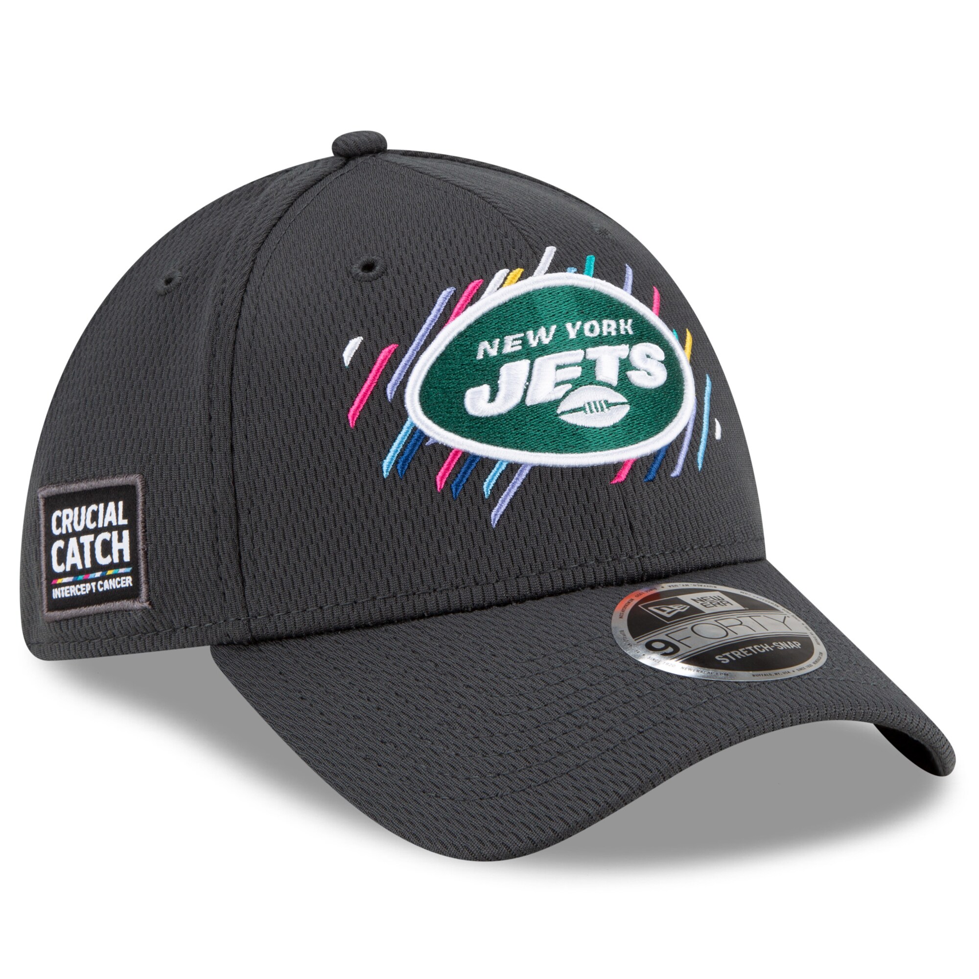 New England Patriots New York Jets Men's  Charcoal 2021  Crucial Catch 9FORTY Adjustable Hat
