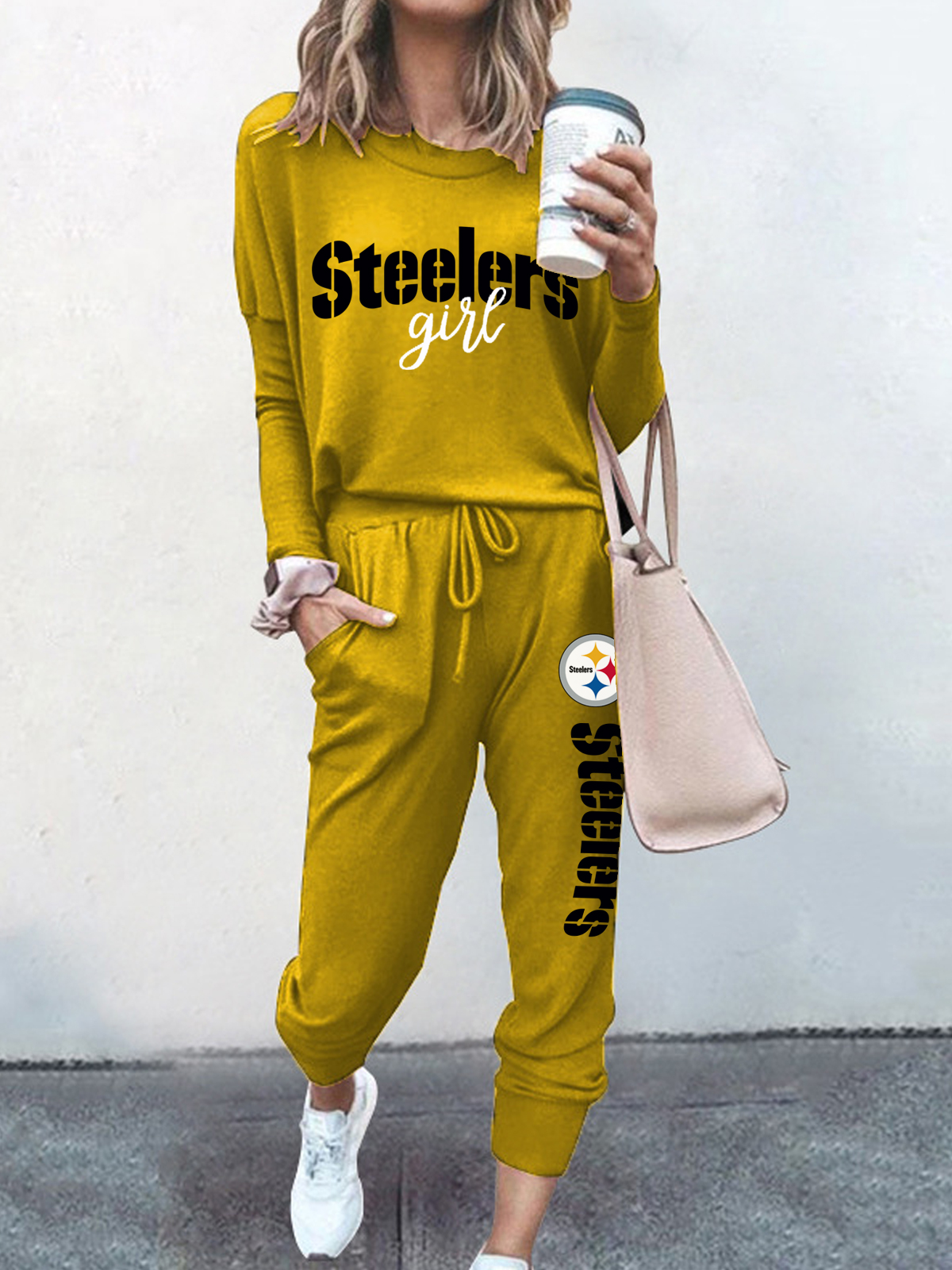 Pittsburgh Steelers Fashion Long Sleeve Casual Two Piece Suit