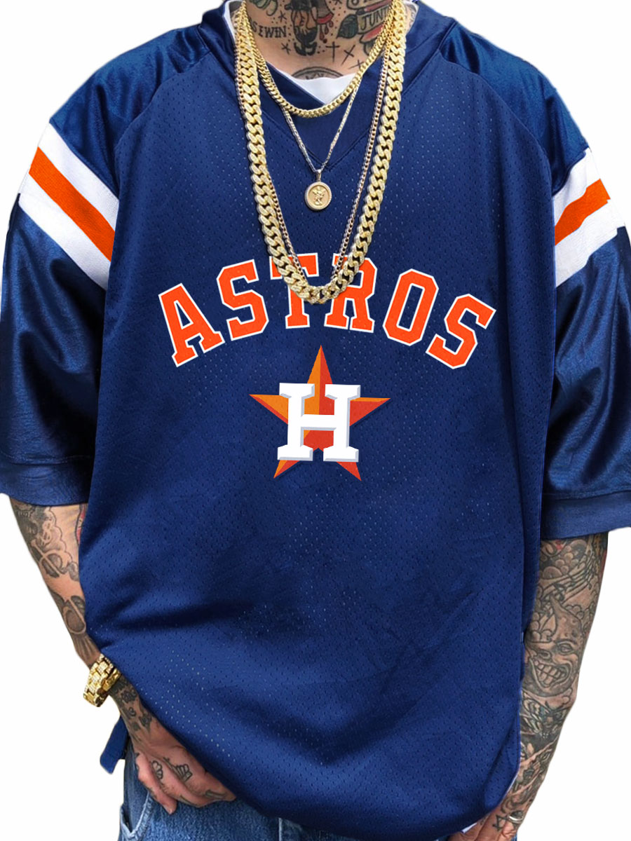Houston Astros MLB Men's Fashion V-Neck Short Sleeve Jersey