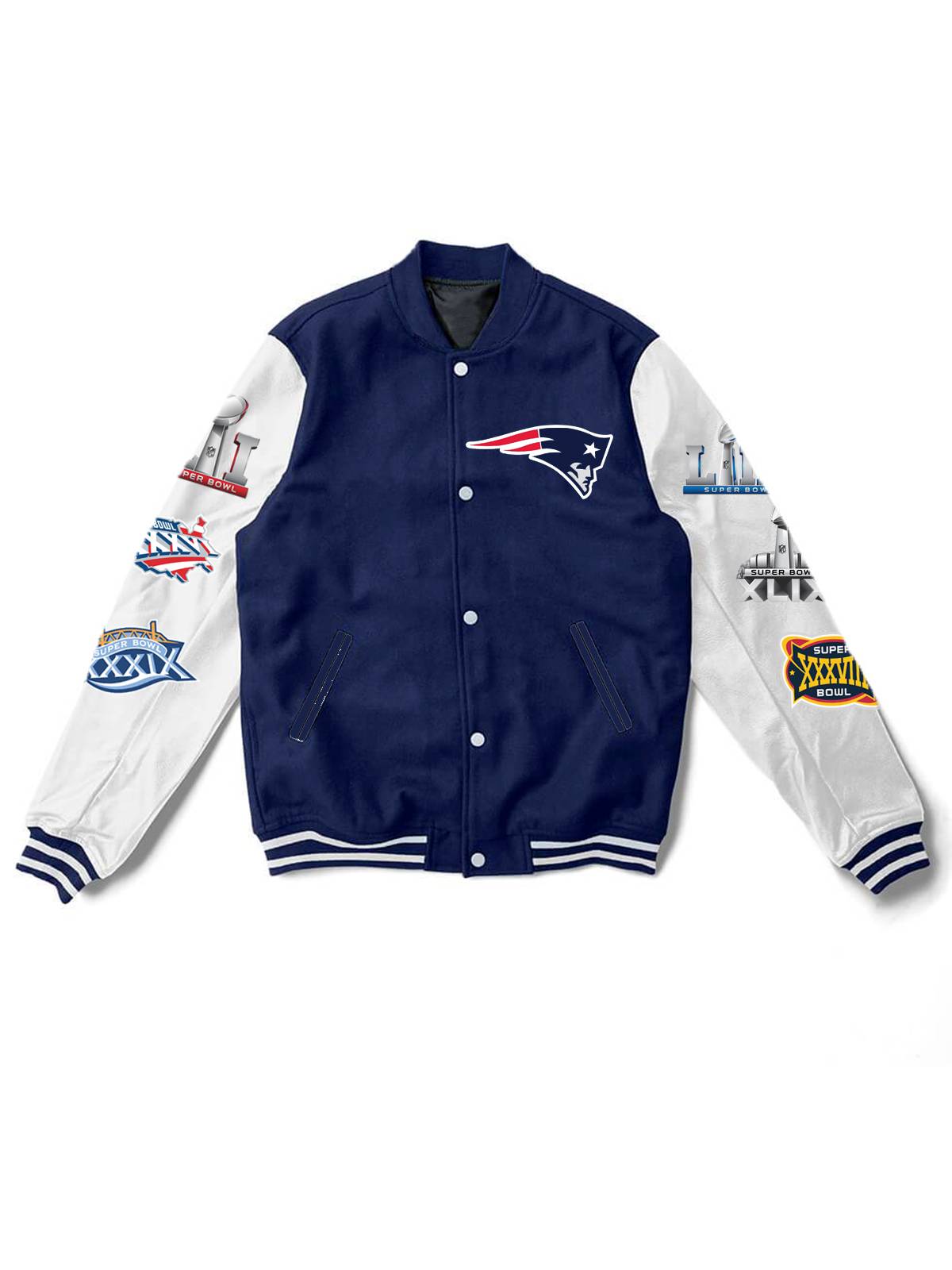New England Patriots NE Fashion Printed Varsity  Jacket