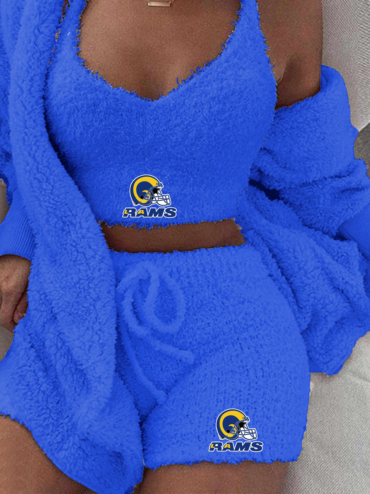 Los Angeles Rams Cardigan Shorts Vest 3-Piece Suit