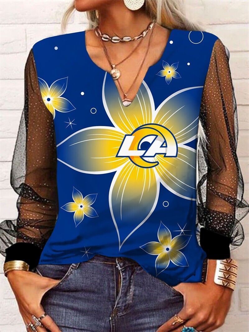 Los Angeles Rams Long Sleeve V-neck Lace Shirt