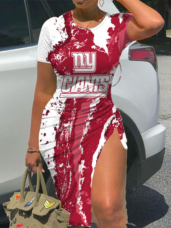 New York Giants Women's Slit Bodycon Dress