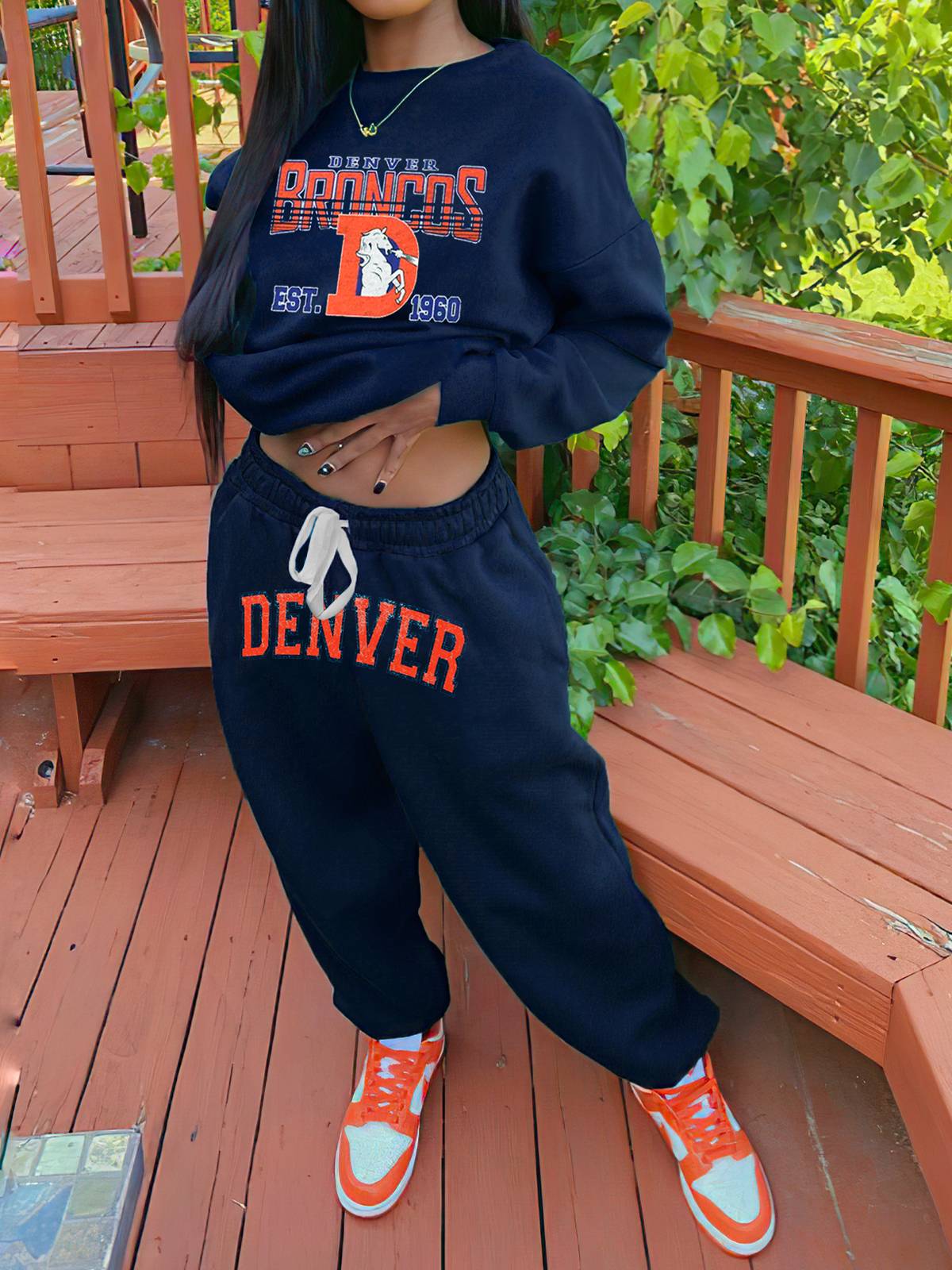 Denver Broncos Sports Sweatshirt Two-Piece Suit