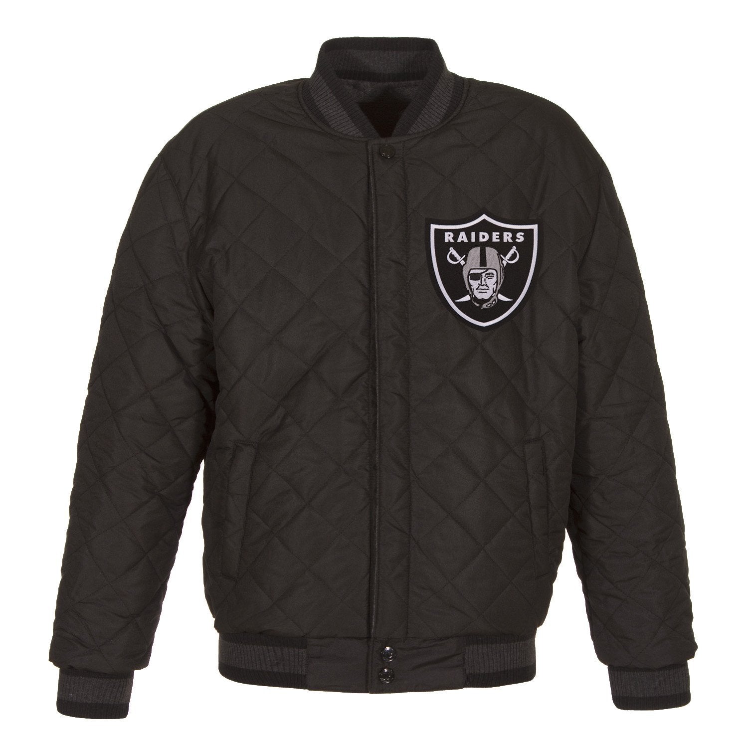 LAS VEGAS RAIDERS WOOL & LEATHER THROWBACK REVERSIBLE JACKET - CHARCOAL
