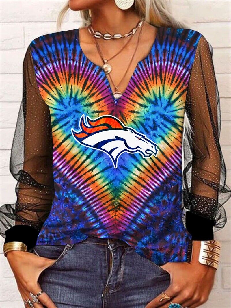 Denver Broncos Long Sleeve V-neck Lace Shirt