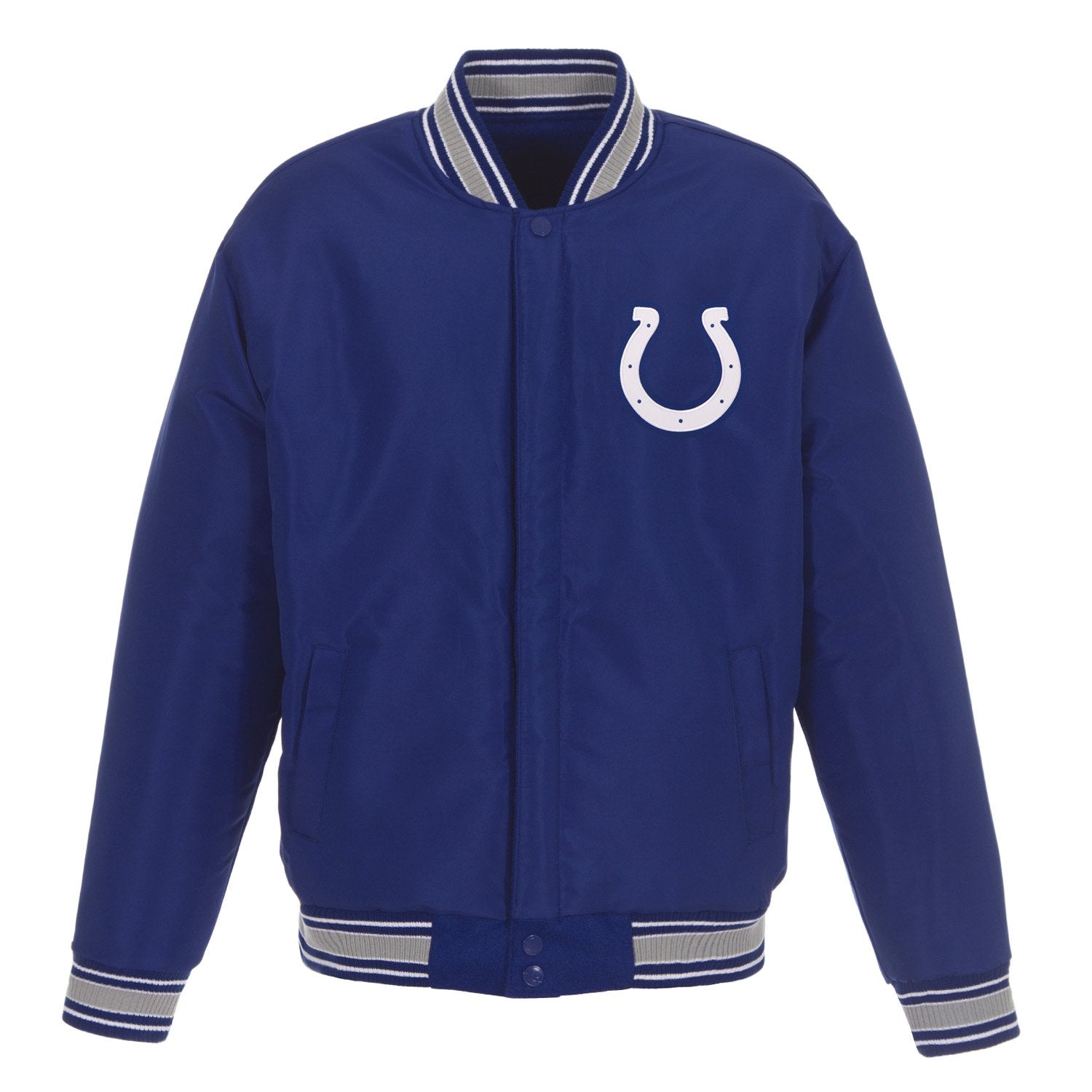 INDIANAPOLIS COLTS JH DESIGN WOOL REVERSIBLE FULL-SNAP JACKET – ROYAL