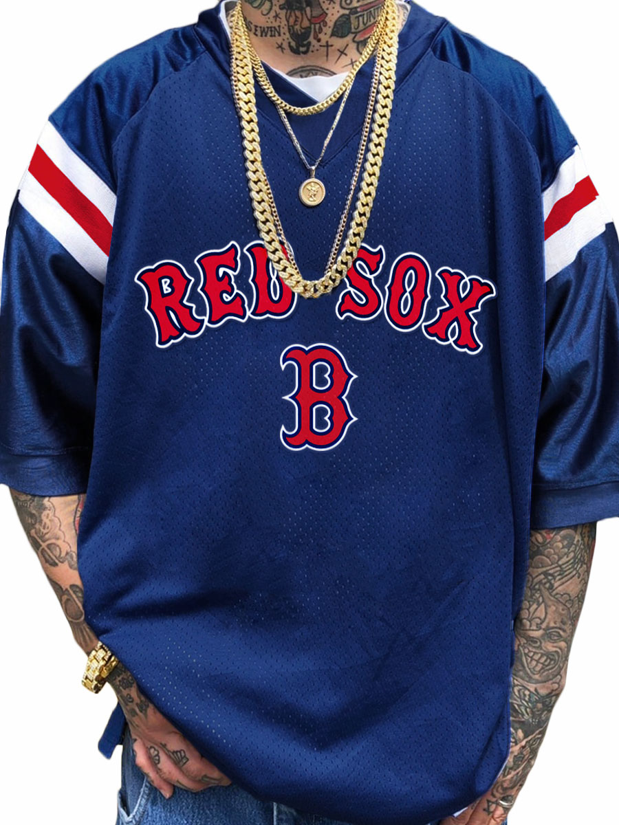 Boston Red Sox MLB Men's Fashion V-Neck Short Sleeve Jersey