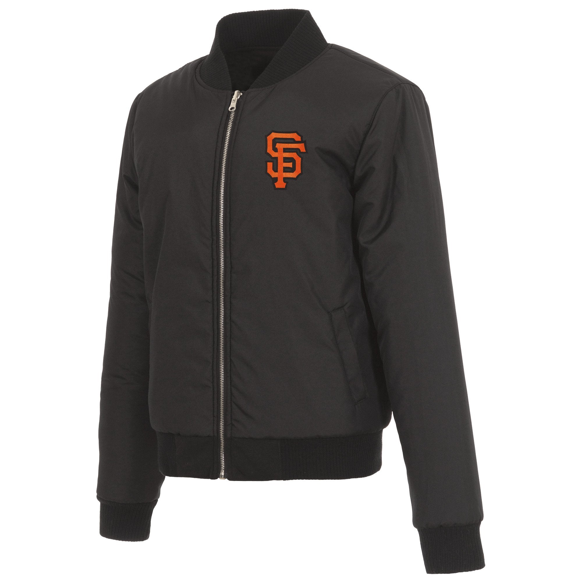 SAN FRANCISCO GIANTS JH DESIGN REVERSIBLE WOMEN FLEECE JACKET - BLACK