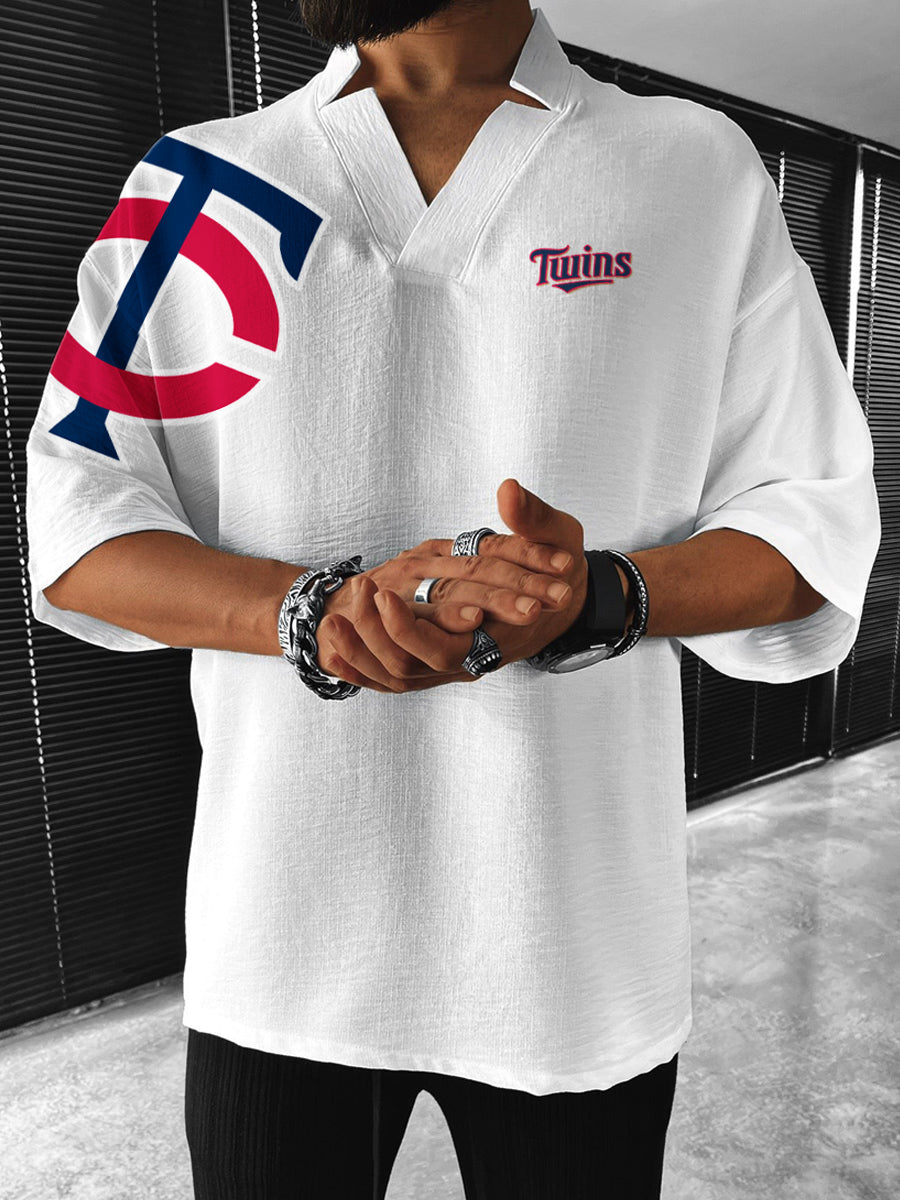 Minnesota Twins MLB Men's Comfortable V-Neck Short Sleeve Top