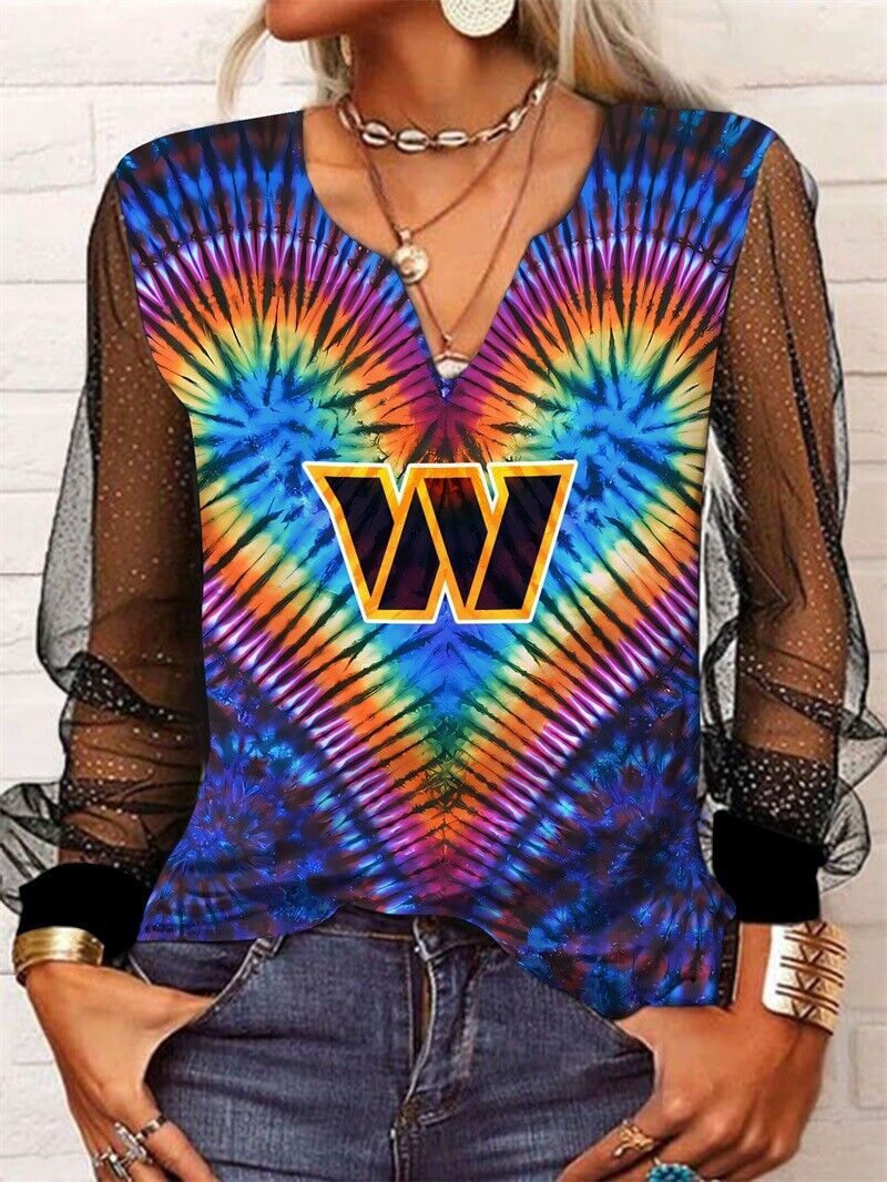 W CommandersLong Sleeve V-neck Lace Shirt