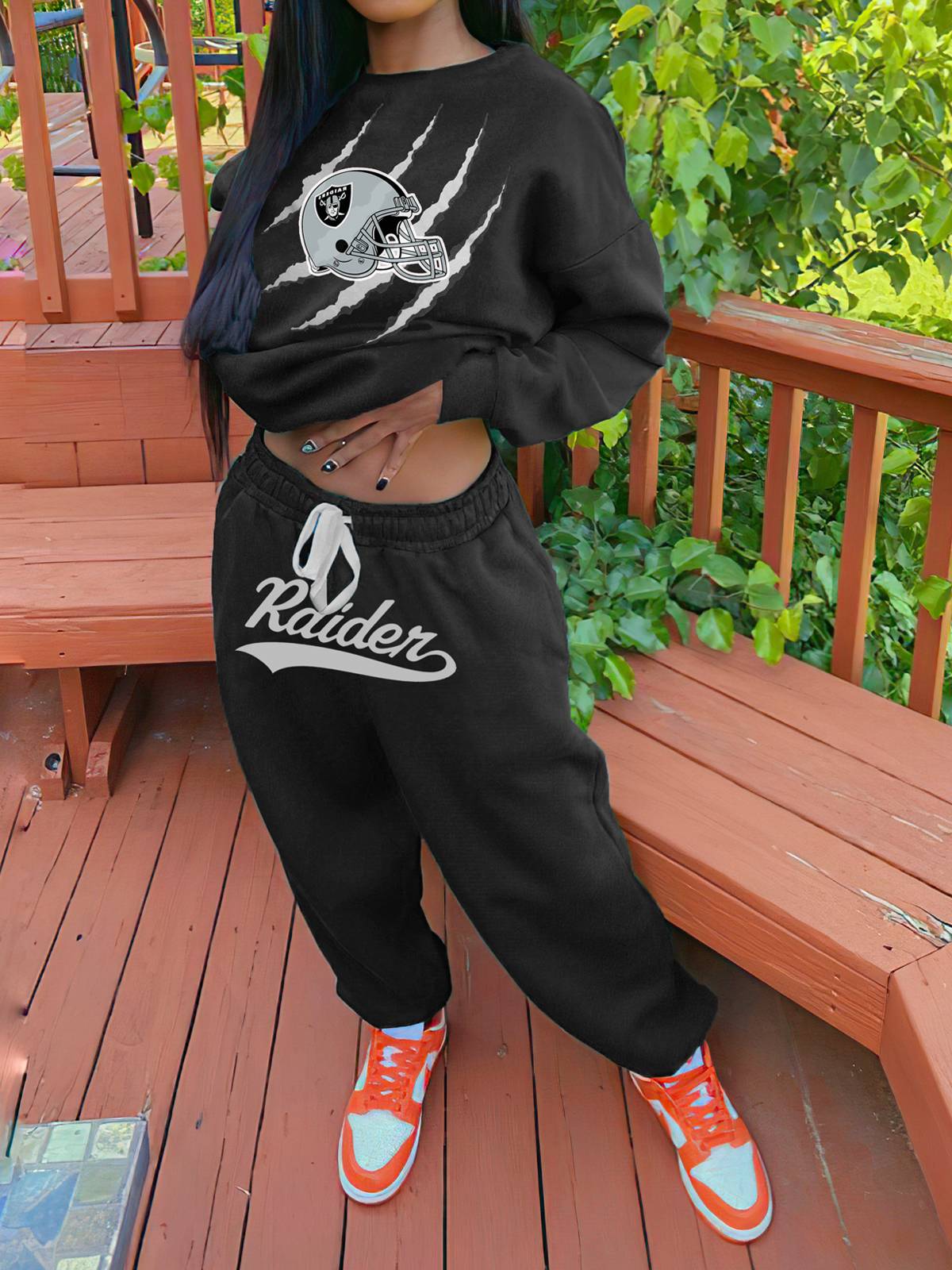 Las Vegas Raiders Sports Sweatshirt Two-Piece Suit
