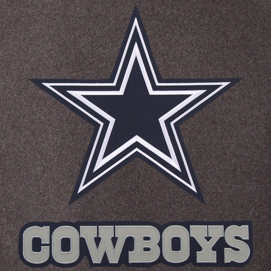 DALLAS COWBOYS WOOL AND LEATHER REVERSIBLE QUILTED JACKET - CHARCOAL/NAVY