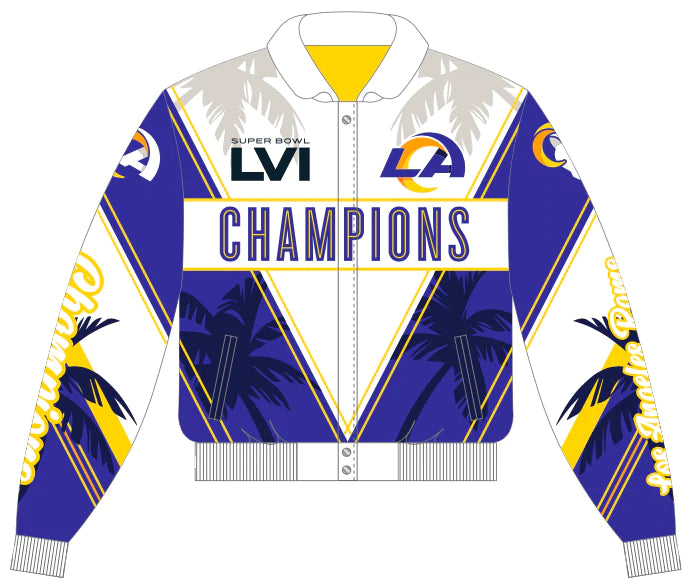 Los Angeles Rams Super Bowl LVI Champions Leather Full-Snap Jacket-Royal/White