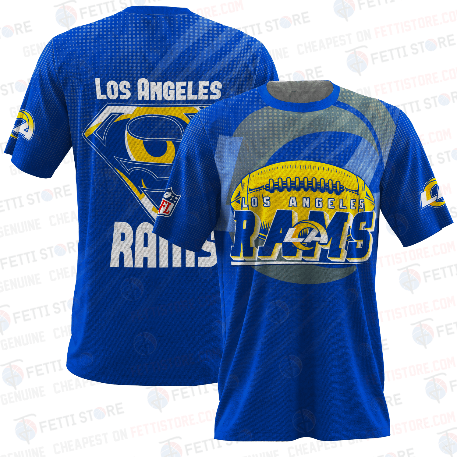 Los Angeles Rams R American Football Pattern 3D T-Shirt