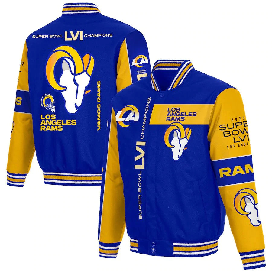 Los Angeles Rams JH Design Super Bowl LVI Champions Poly-Twill Full-Snap Embroidered Jacket - Royal