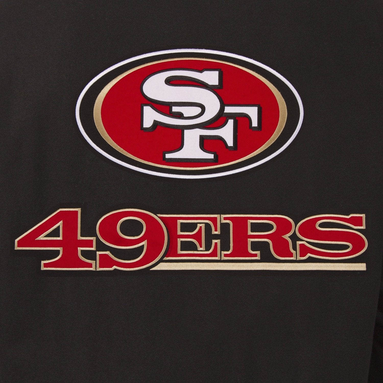 SAN FRANCISCO 49ERS WOOL & LEATHER REVERSIBLE JACKET W/ EMBROIDERED LOGOS - BLACK