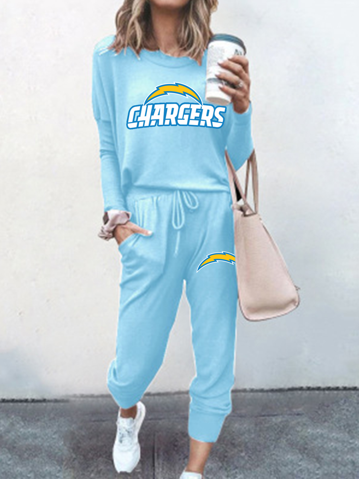 Los Angeles Chargers Fashion Long Sleeve Casual Two Piece Suit
