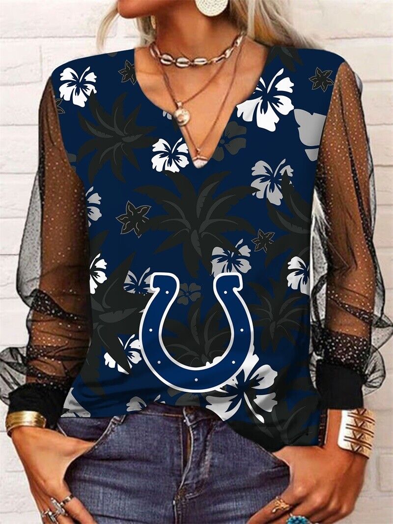 Indianapolis Colts Long Sleeve V-neck Lace Shirt