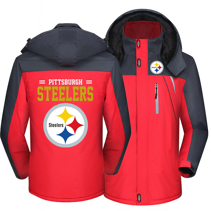 Pittsburgh Steelers Warm Hoodie Fleece Coat  Winter Jacket Coat Ski Suit