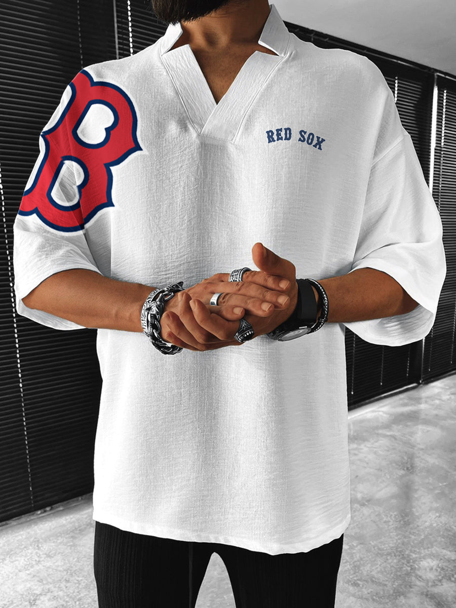 Boston Red Sox MLB Men's Comfortable V-Neck Short Sleeve Top