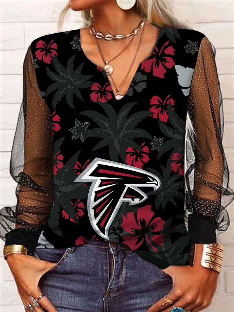 Atlanta Falcons Long Sleeve V-neck Lace Shirt