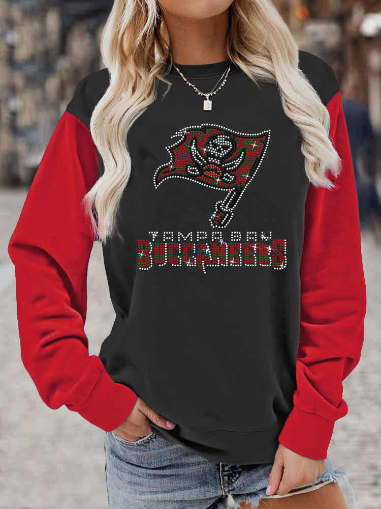 Tampa Bay Buccaneers Colorblock Casual Crewneck Pullover Sweatshirt