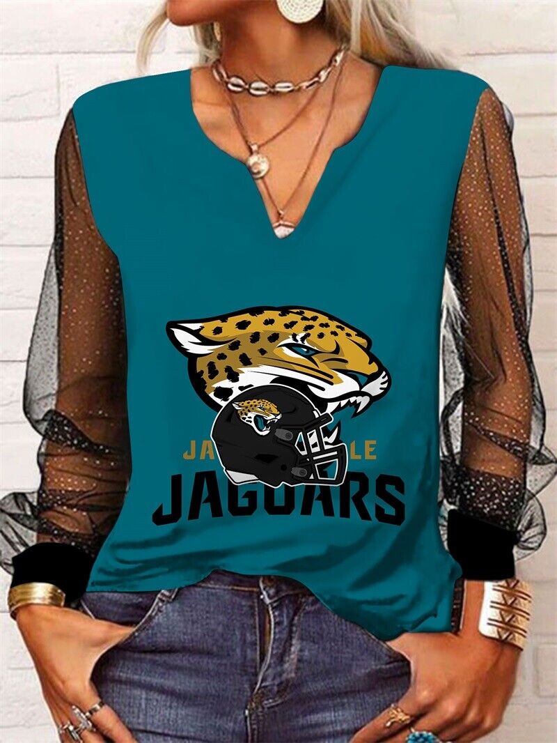Jacksonville Jaguars Long Sleeve V-neck Lace Shirt