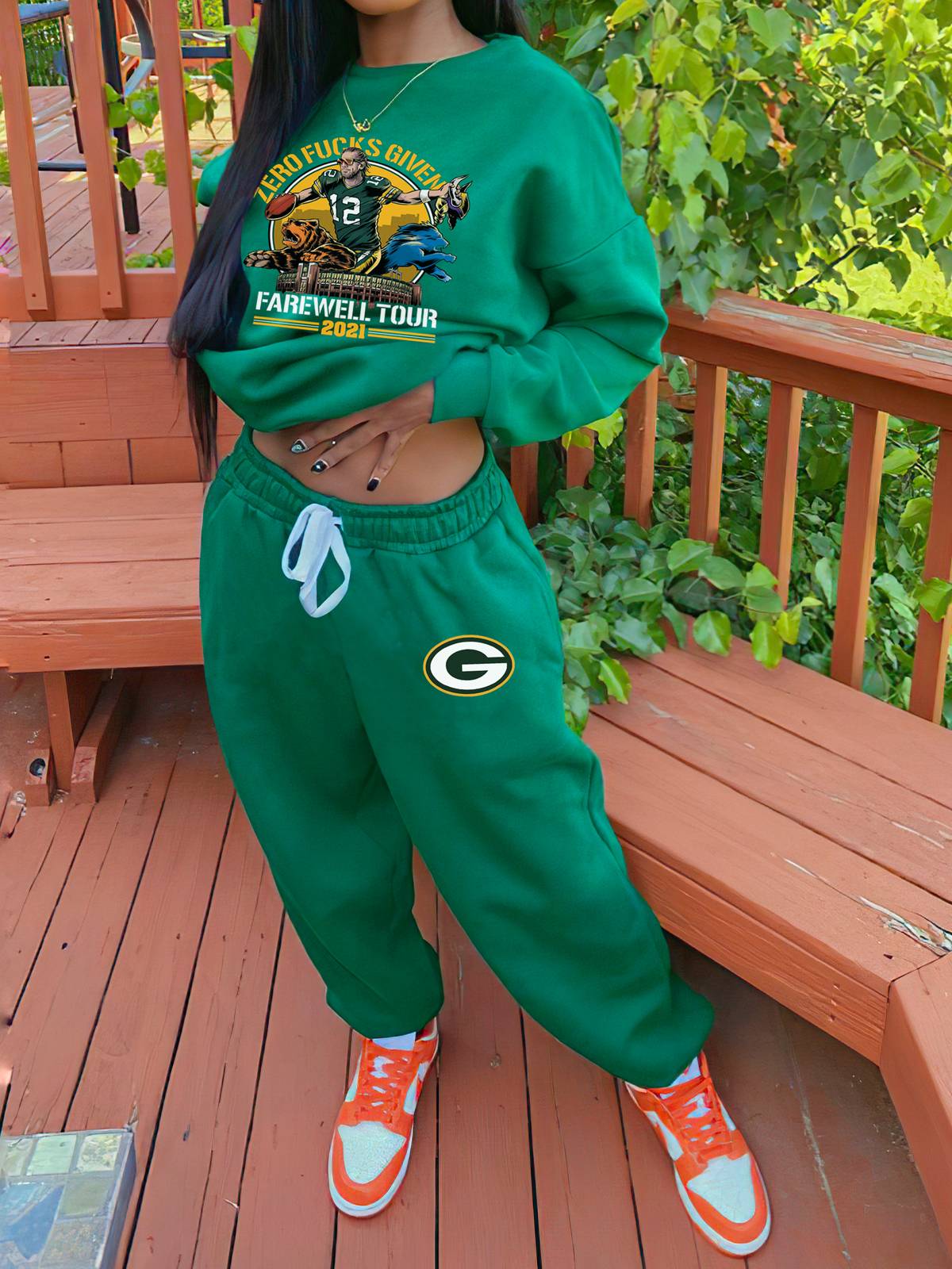 Green Bay Packers Sports Sweatshirt Two-Piece Suit