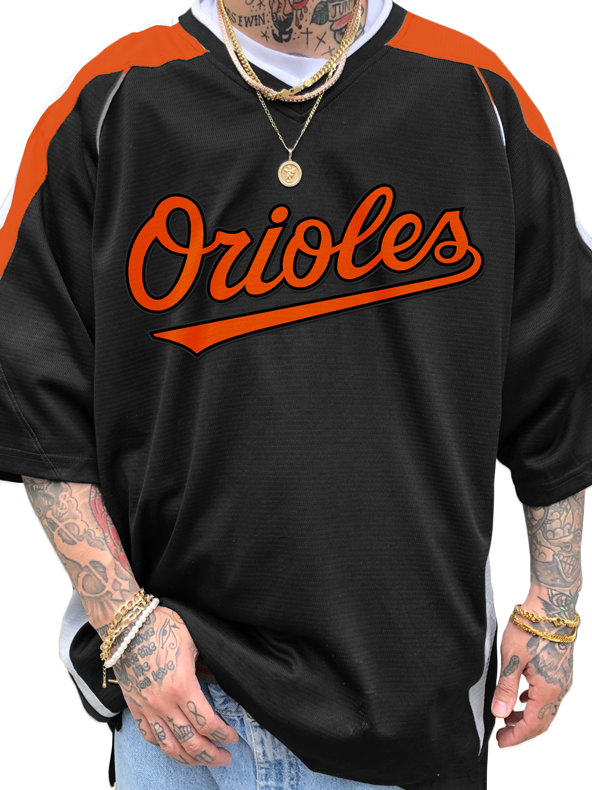 Baltimore Orioles Short Sleeve V-Neck Jersey Shirt