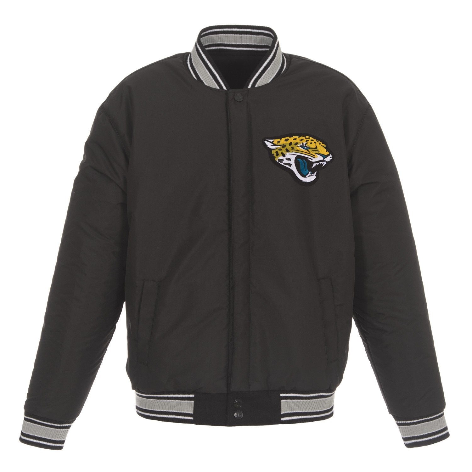 JACKSONVILLE JAGUARS JH DESIGN WOOL REVERSIBLE FULL-SNAP JACKET – BLACK
