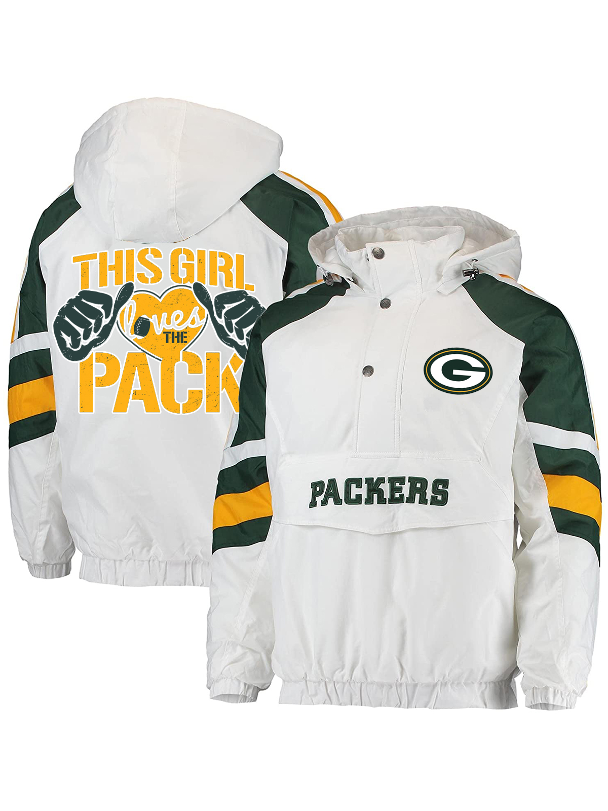 Green Bay Packers Half-Snap Hoodie Jacket