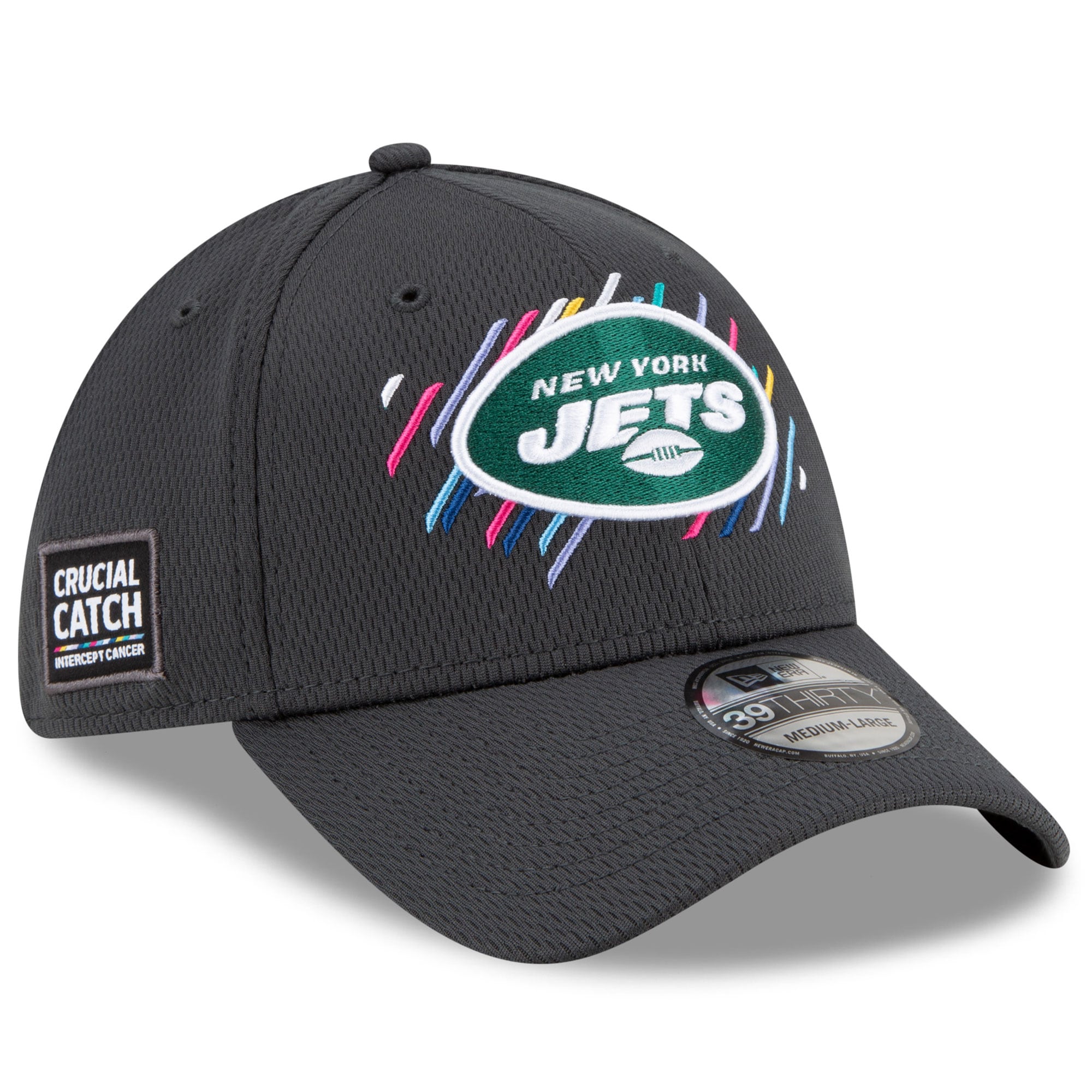New England Patriots New York Jets Men's  Charcoal 2021  Crucial Catch 39THIRTY Flex Hat
