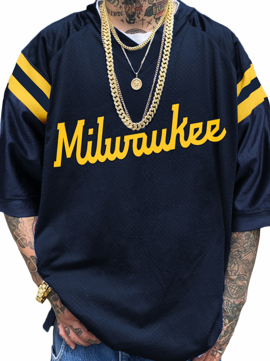 Milwaukee Brewers MLB Men's Fashion V-Neck Short Sleeve Jersey