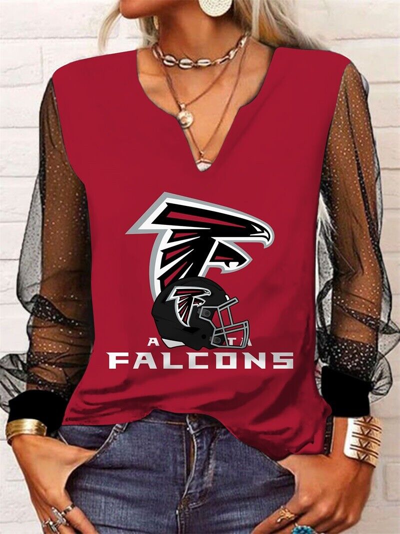 Atlanta Falcons Long Sleeve V-neck Lace Shirt