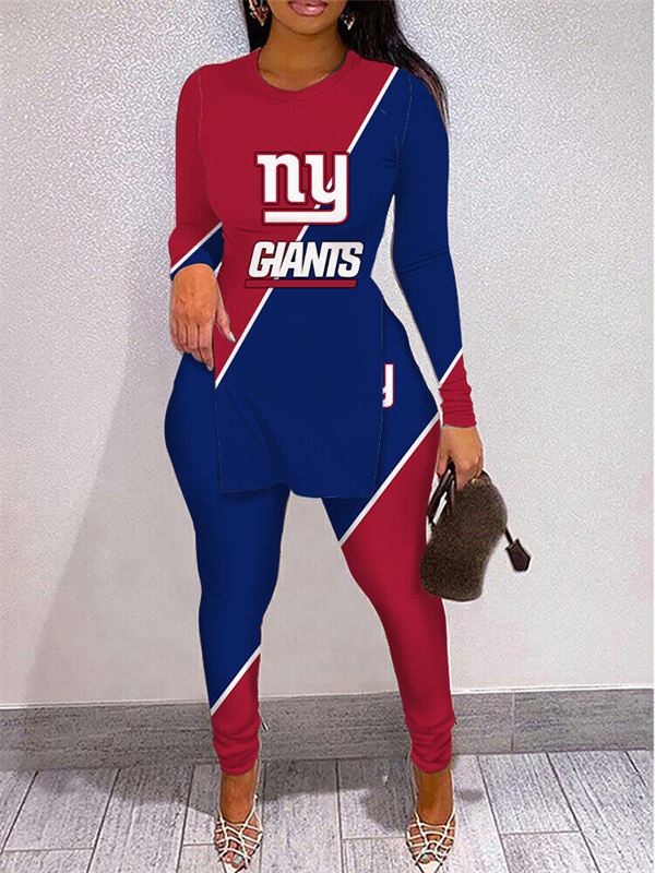 New York Giants Limited Edition High Slit Shirts And Leggings Two-Piece Suits