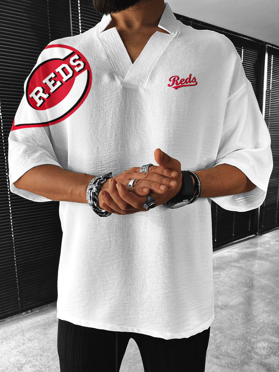 Cincinnati Reds MLB Men's Comfortable V-Neck Short Sleeve Top