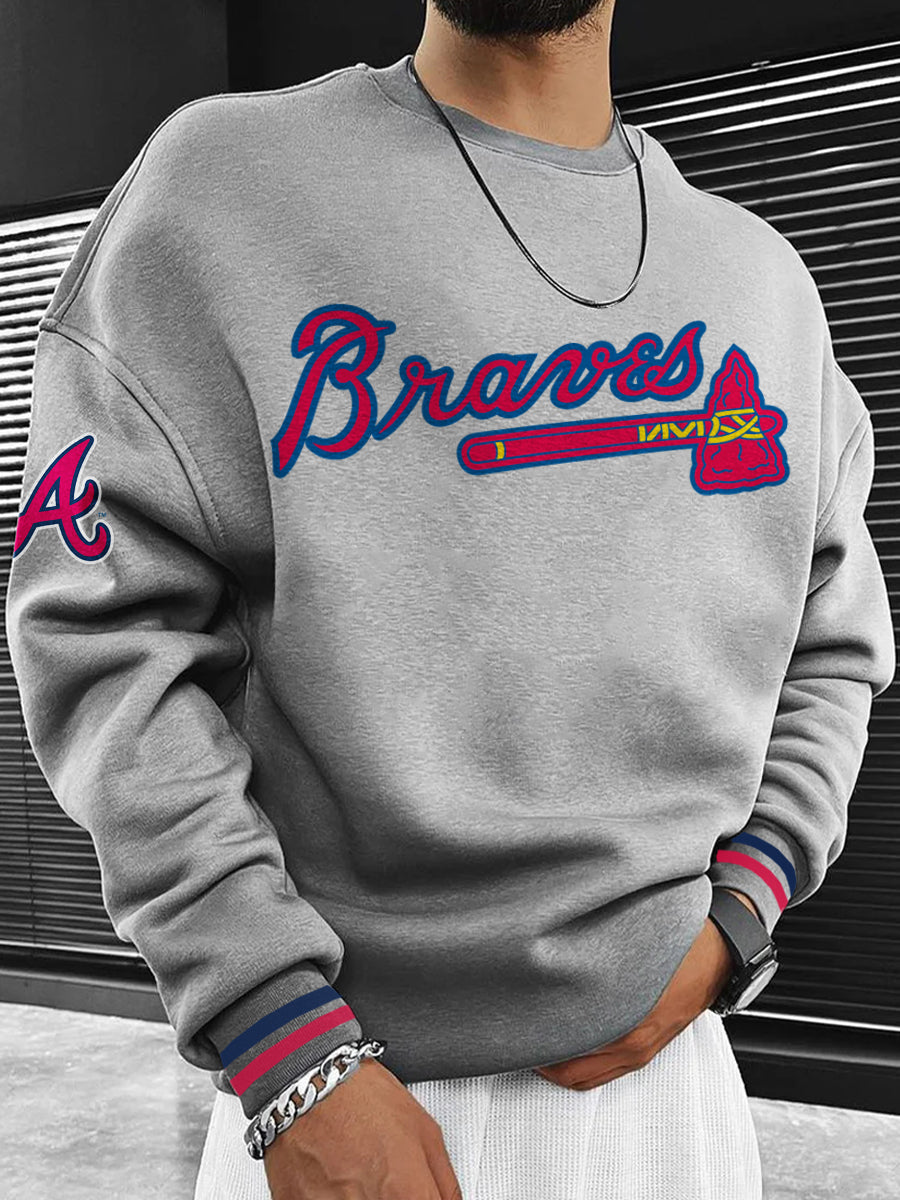 Atlanta Braves Fashion Men&#039;s Crewneck Sweatshirt