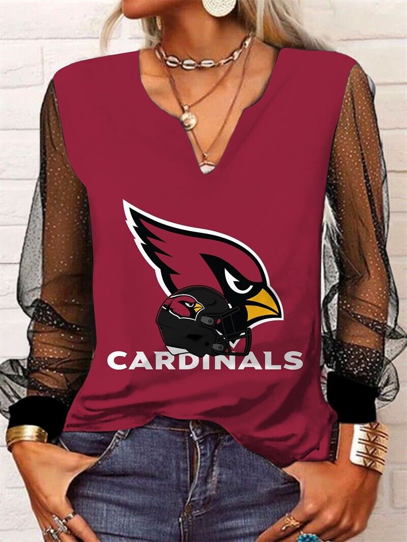 Arizona Cardinals Long Sleeve V-neck Lace Shirt