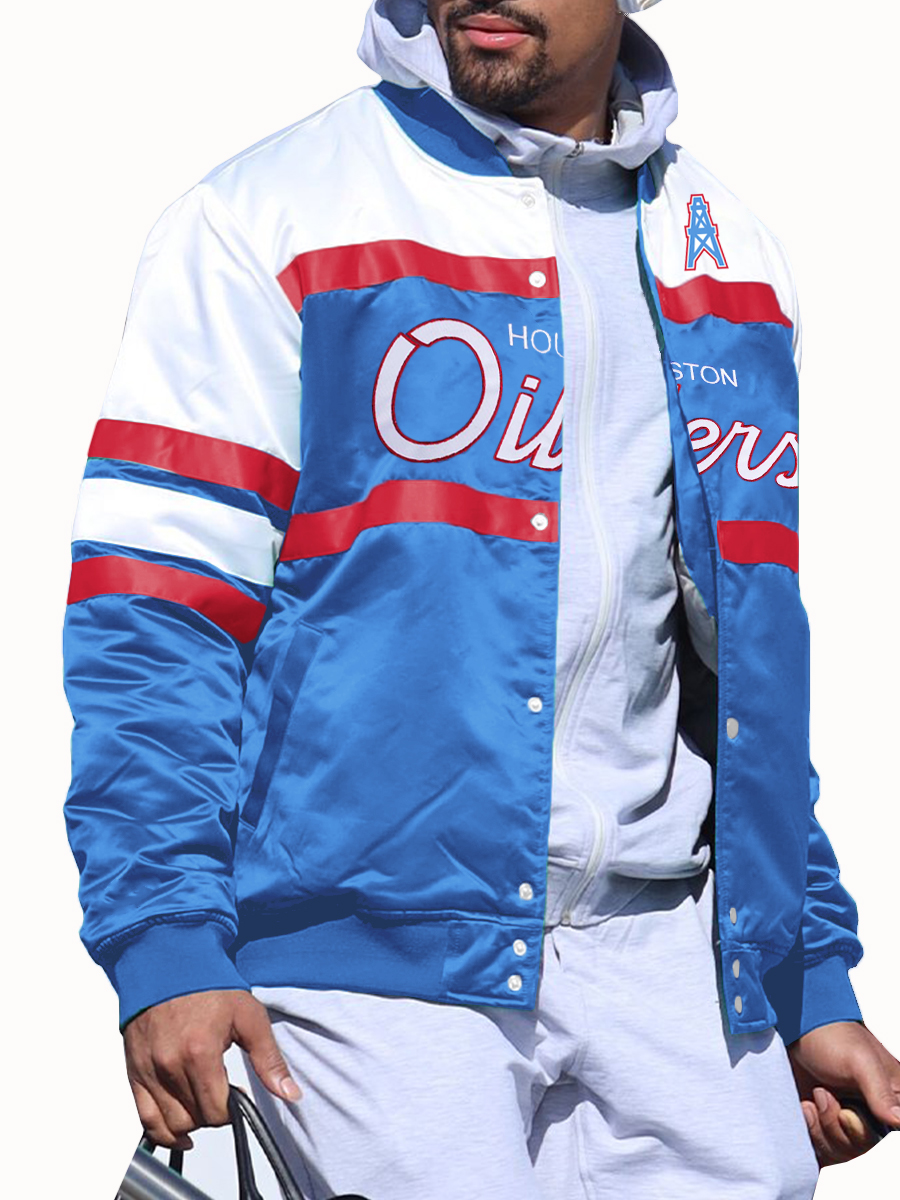 Houston Texans Houston Oilers Special Script Heavyweight Satin Jacket