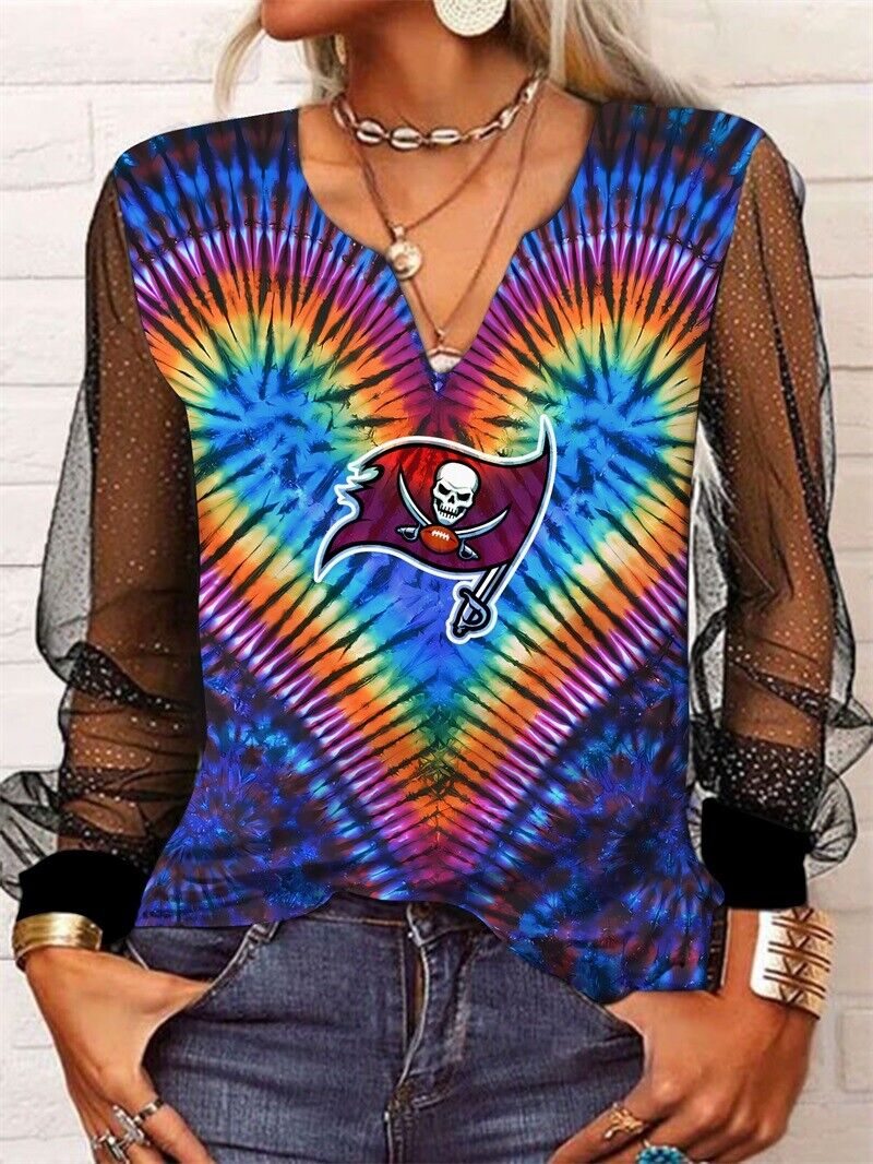 Tampa Bay Buccaneers Long Sleeve V-neck Lace Shirt