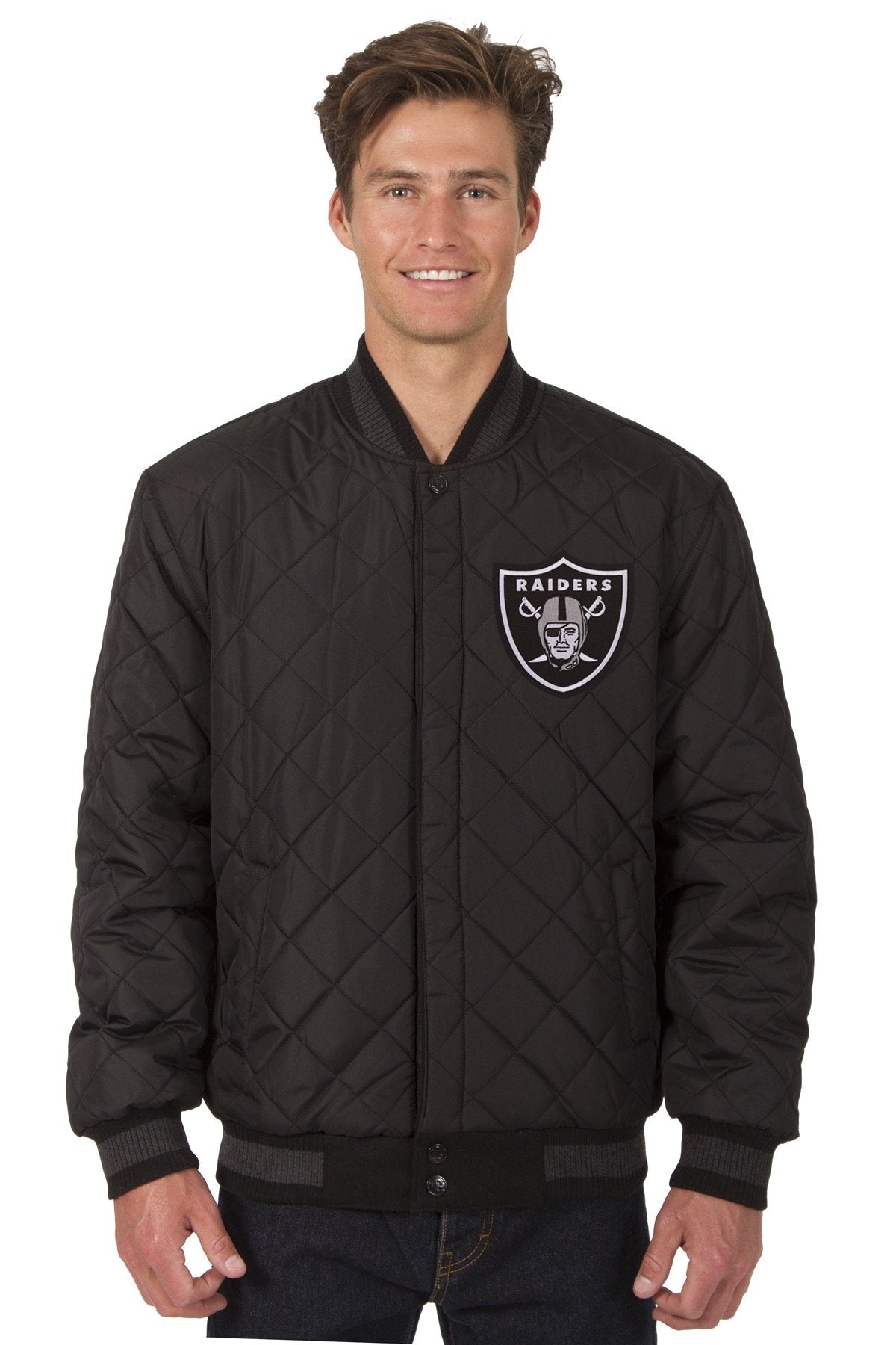 Las Vegas Raiders Reversible Wool and Leather Jacket
