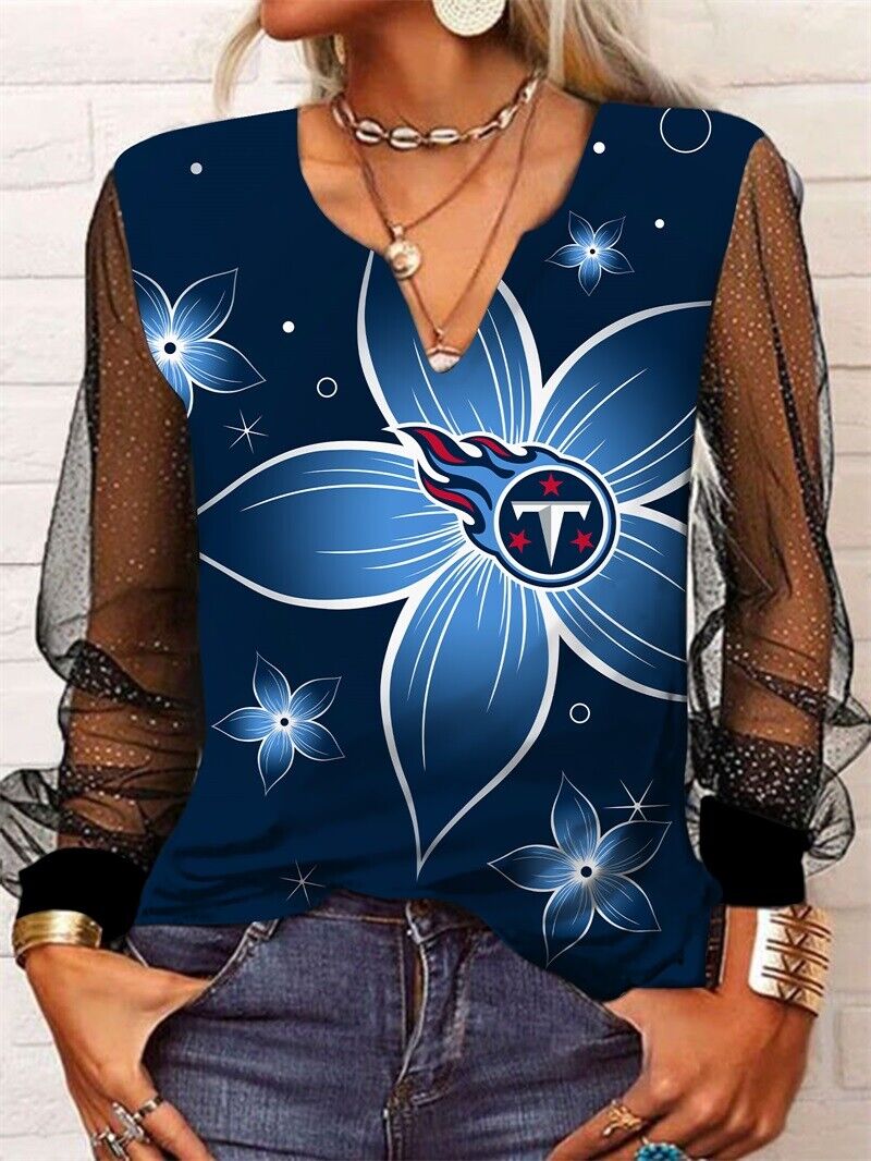 Tennessee Titans Long Sleeve V-neck Lace Shirt