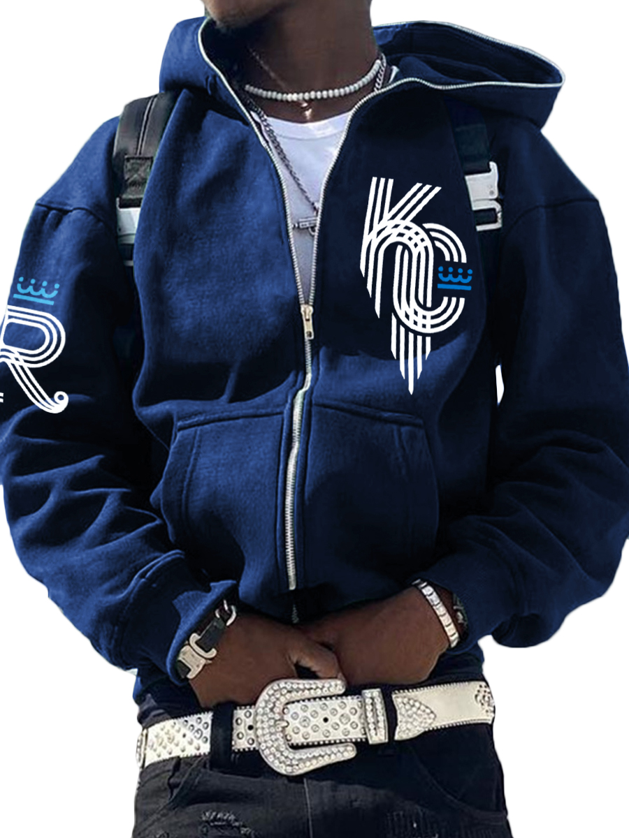 Kansas City Royals MLB Men's Casual Zipper Hooded Sweatshirts