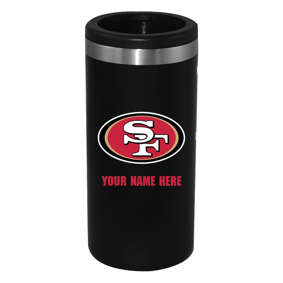 San Francisco 49ers Black 12oz. Personalized Slim Can Holder